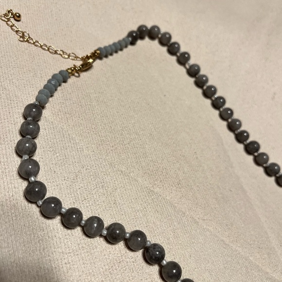 Kevia Vie Boheme Necklace Beads Pendant Statement Geode Tassel grey New - Picture 5 of 7